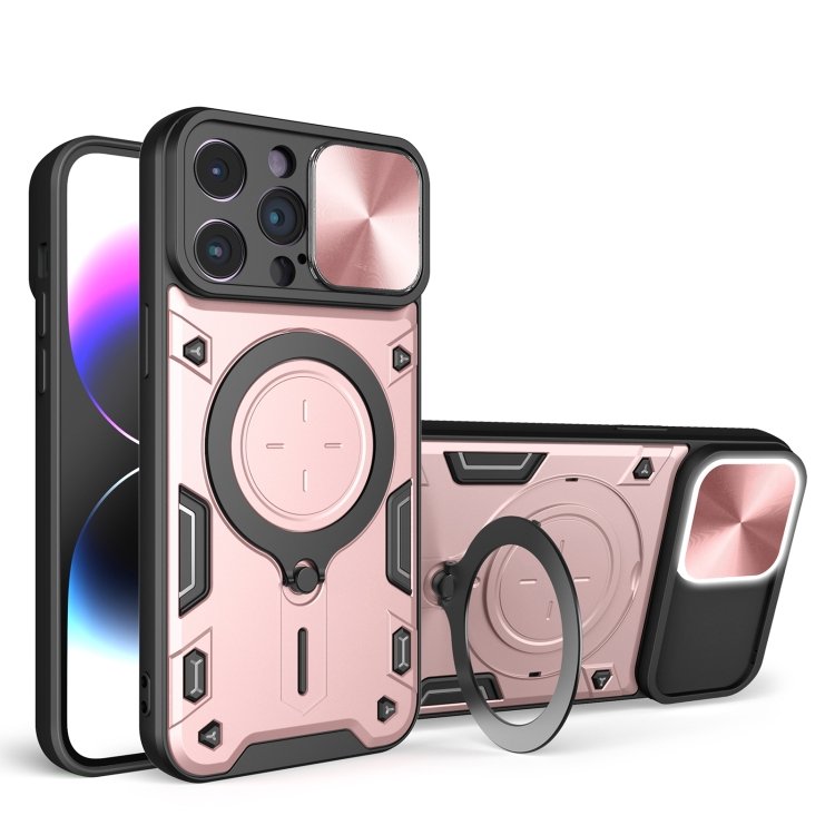 CD Texture Sliding Camshield Magnetic Holder Phone Case, For iPhone 14 Pro Max…