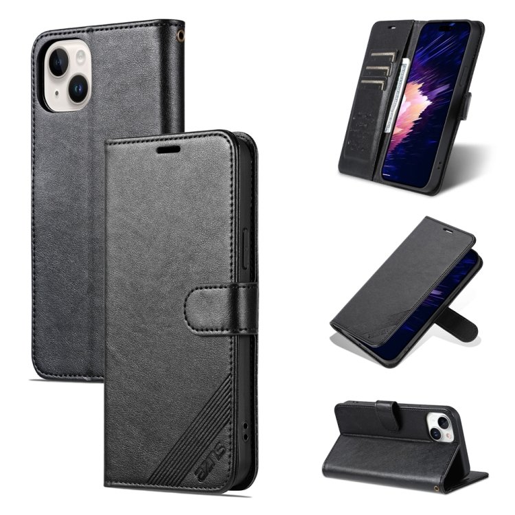 AZNS Sheepskin Texture Flip Leather Phone Case, For iPhone 15