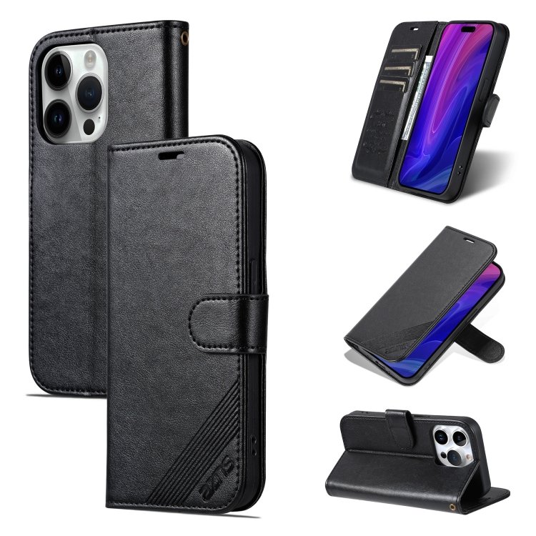 AZNS Sheepskin Texture Flip Leather Phone Case, For iPhone 16 Pro, For iPhone 15 Pro Max…