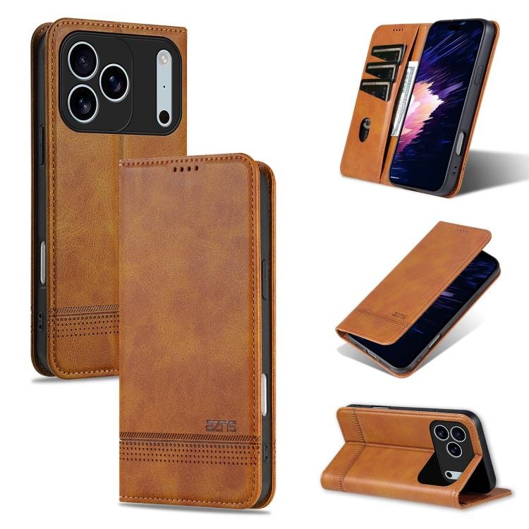 AZNS Magnetic Calf Texture Flip Leather Phone Case, For iPhone 17 Pro…