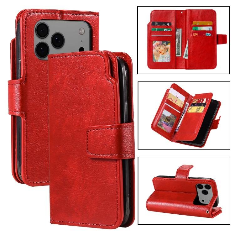 Tri-Fold 9-Card Wallets Leather Phone Case, For iPhone 18 Pro, For iPhone 18 Pro Max