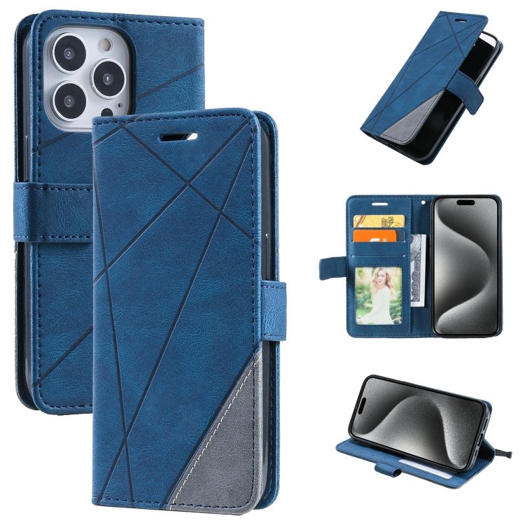 Skin Feel Splicing Leather Phone Case, For iPhone 15 Pro, For iPhone 15 Plus Skin Feel Splicing Leather Phone Case, For iPhone 15 Pro, For iPhone 15 Plus