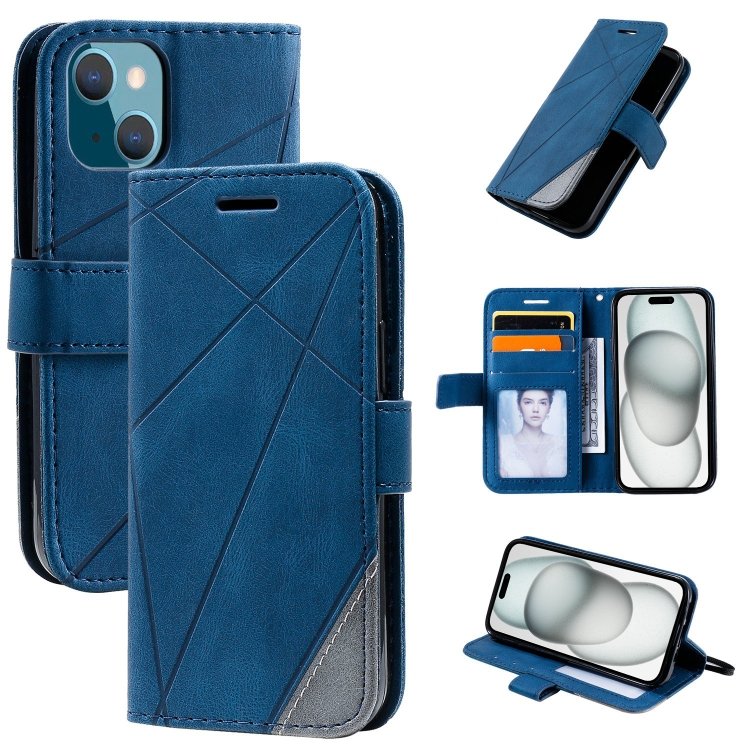 Skin Feel Splicing Leather Phone Case, For iPhone 15
