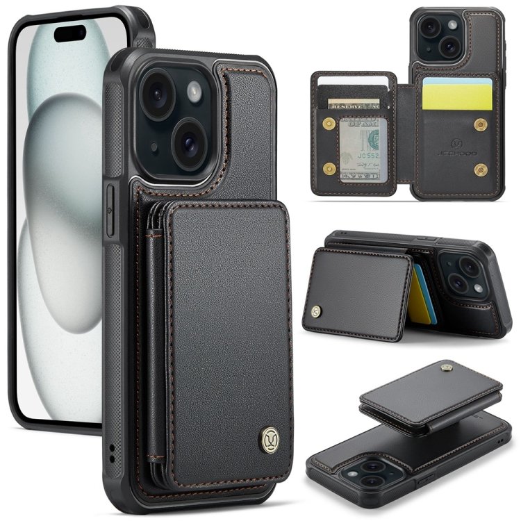 JEEHOOD J05 Business Magnetic Style RFID Leather Phone Case, For iPhone 15…
