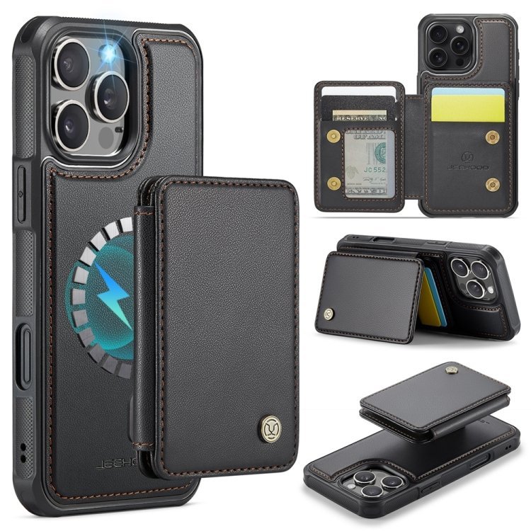 JEEHOOD J05 Business Magnetic Style RFID Leather Phone Case, For iPhone 16 Pr…