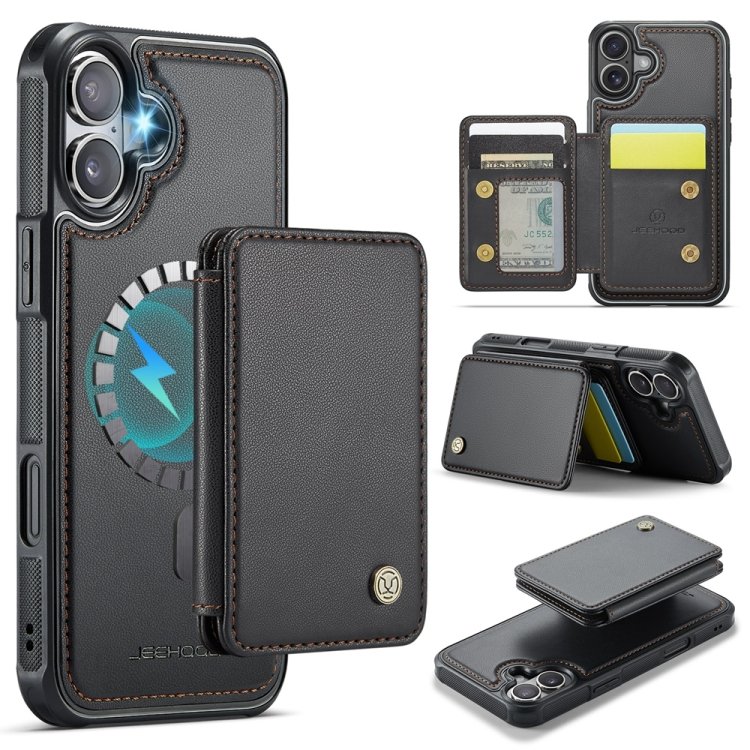 JEEHOOD J05 Business Magnetic Style RFID Leather Phone Case, For iPhone 16… JEEHOOD J05 Business Magnetic Style RFID Leather Phone Case, For iPhone 16…