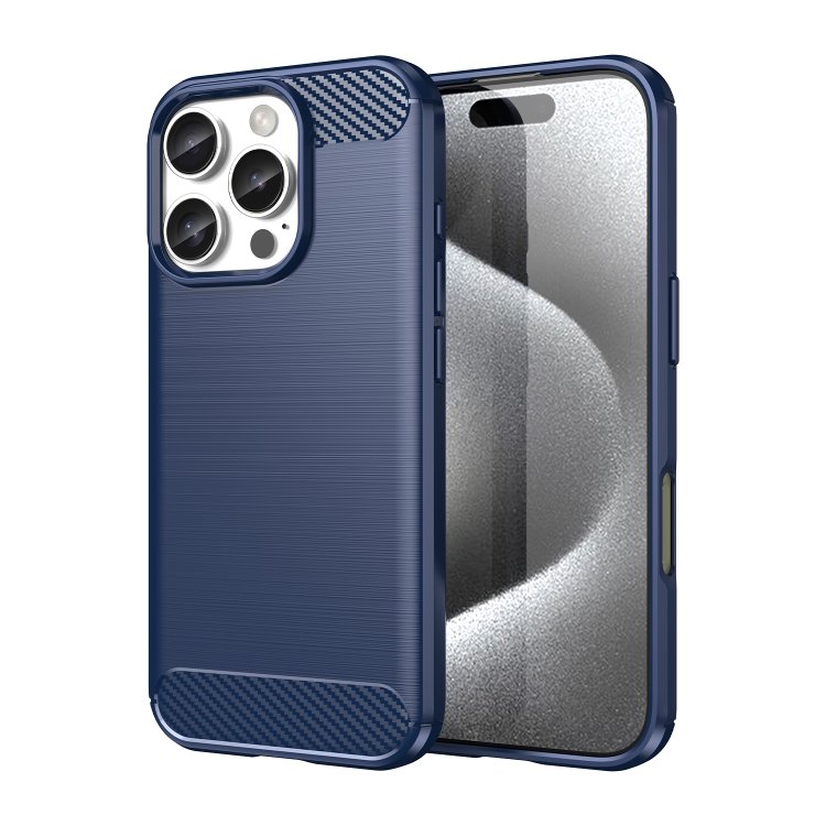Brushed Texture Carbon Fiber TPU Phone Case, For iPhone 16 Pro, For iPhone 16 Plus, For iPhone 16