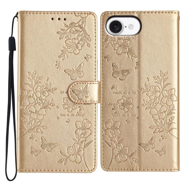Butterflies and Flowers Leather Phone Case, For iPhone 17e / 16e, For iPhone 16 Pro Max