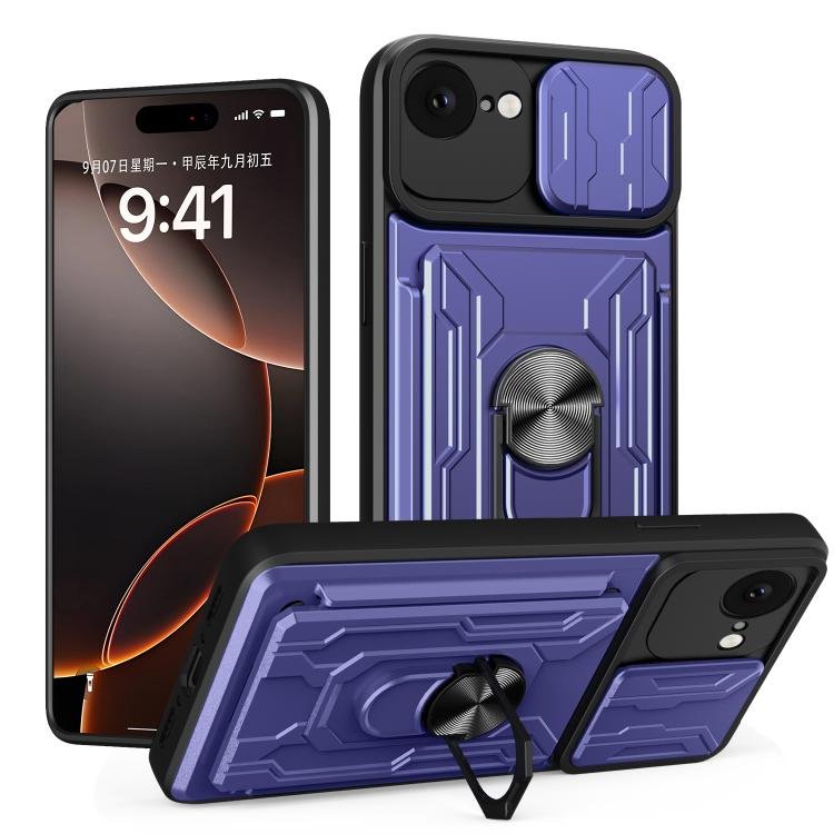 Sliding Camshield TPU+PC Phone Case with Card Slot, For iPhone 17e / 16e Sliding Camshield TPU+PC Phone Case with Card Slot, For iPhone 17e / 16e
