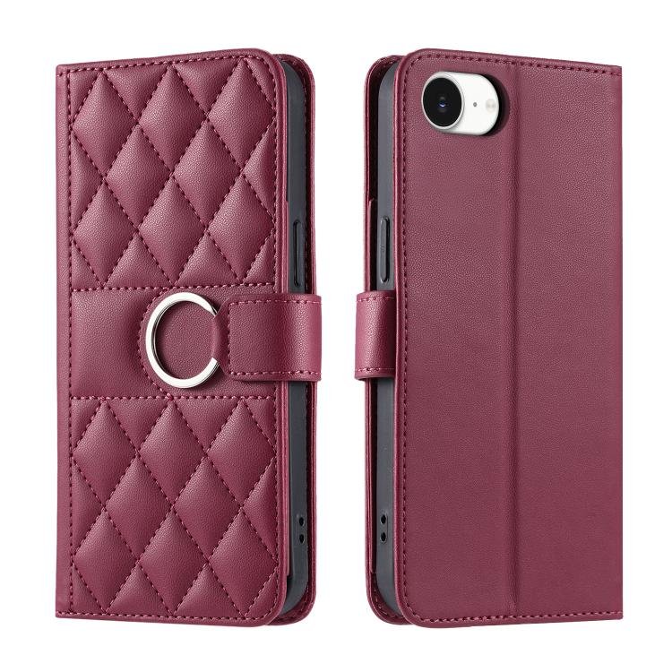 Ring Buckle Rhombic Leather Phone Case, For iPhone 17e / 16e, For iPhone 17 Pro Max Ring Buckle Rhombic Leather Phone Case, For iPhone 17e / 16e, For iPhone 17 Pro Max