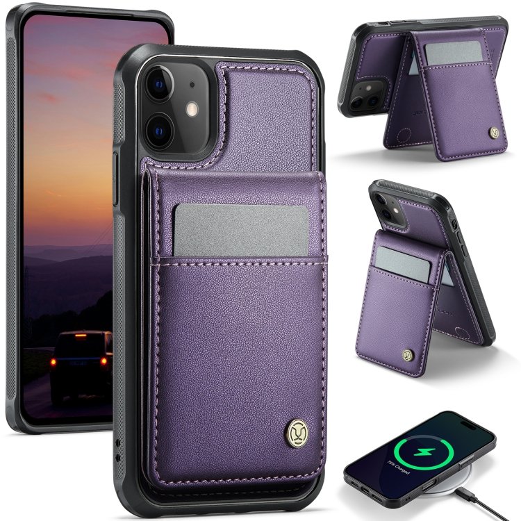 JEEHOOD J06 British Style RFID MagSafe Card Bag PU Phone Case, For iPhone 11…