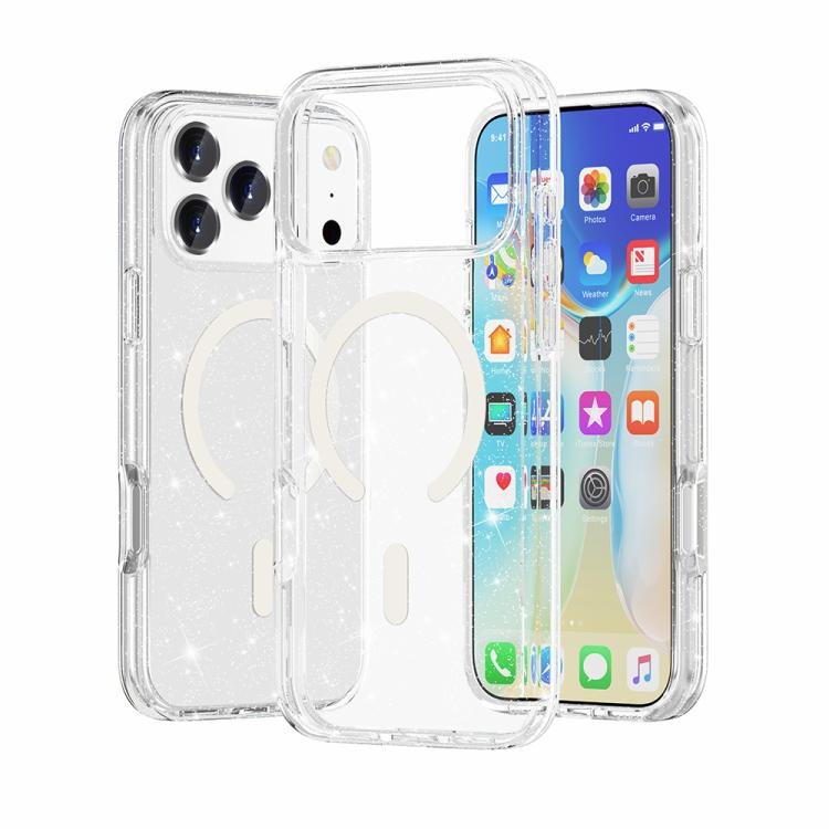 Terminator Style Glitter Powder MagSafe Magnetic Phone Case, For iPhone 18 Pro Max / 17 Pro Max