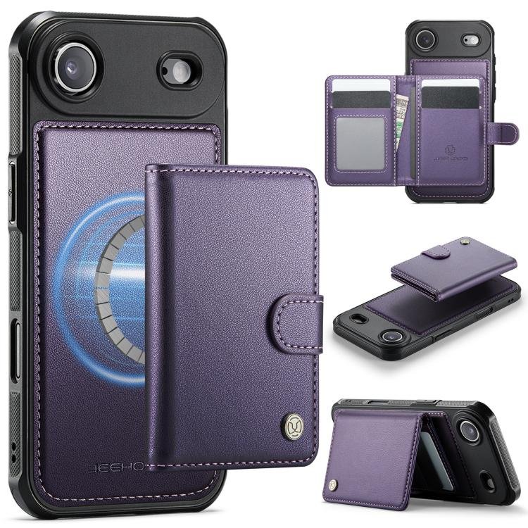 JEEHOOD J09 Buckle Card Bag MagSafe Magnetic Style RFID Leather Phone Case…