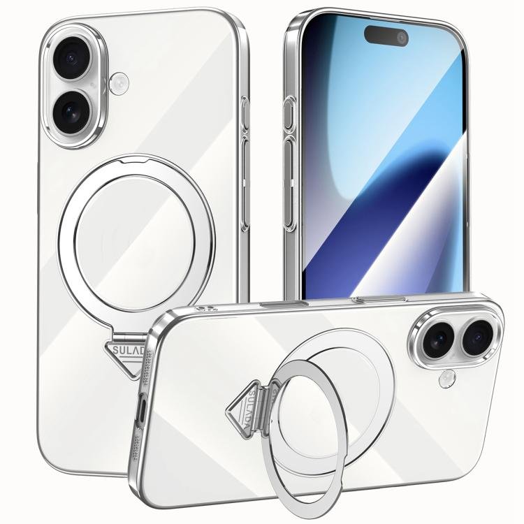 SULADA Electroplated Transparent MagSafe Holder Phone Case, For iPhone 17 SULADA Electroplated Transparent MagSafe Holder Phone Case, For iPhone 17