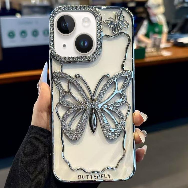 Hollow Butterfly Electroplating TPU Phone Case, For iPhone 15, For iPhone 14 Plus, For iPhone 14