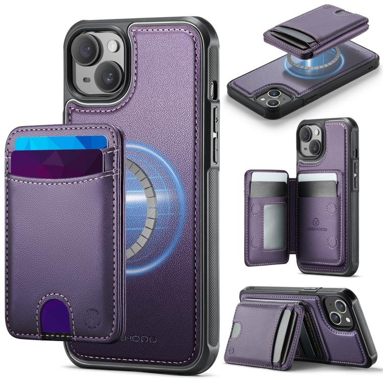 JEEHOOD J10 Flip Card Bag MagSafe Split RFID Leather Phone Case, For iPhone 1…