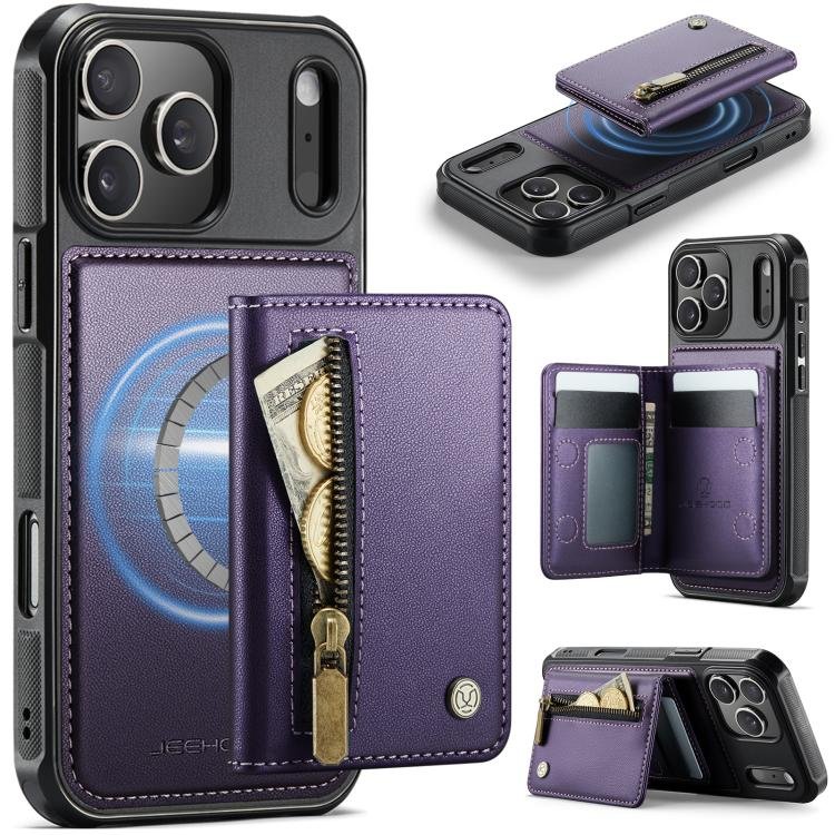 JEEHOOD J12 Exquisite RFID MagSafe Zipper Card Bag Phone Case, For iPhone 17 …