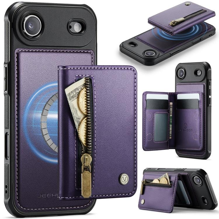 JEEHOOD J12 Exquisite RFID MagSafe Zipper Card Bag Phone Case, For iPhone Air…