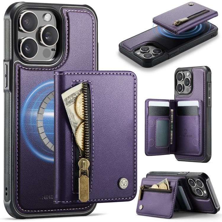 JEEHOOD J12 Exquisite RFID MagSafe Zipper Card Bag Phone Case, For iPhone 13 …