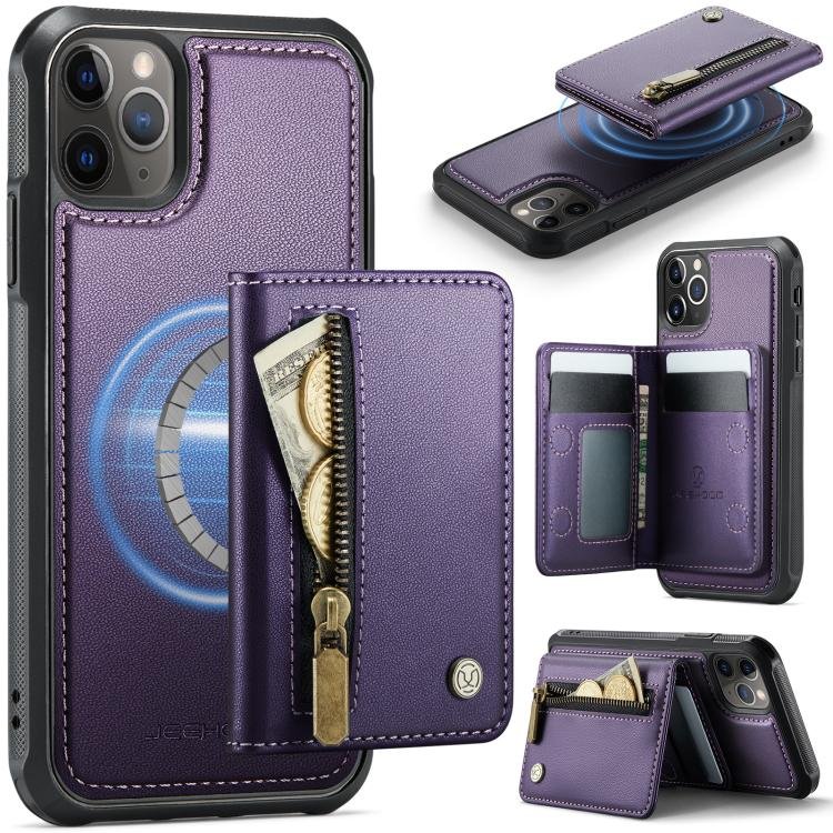 JEEHOOD J12 Exquisite RFID MagSafe Zipper Card Bag Phone Case, For iPhone 11 Pro JEEHOOD J12 Exquisite RFID MagSafe Zipper Card Bag Phone Case, For iPhone 11 Pro
