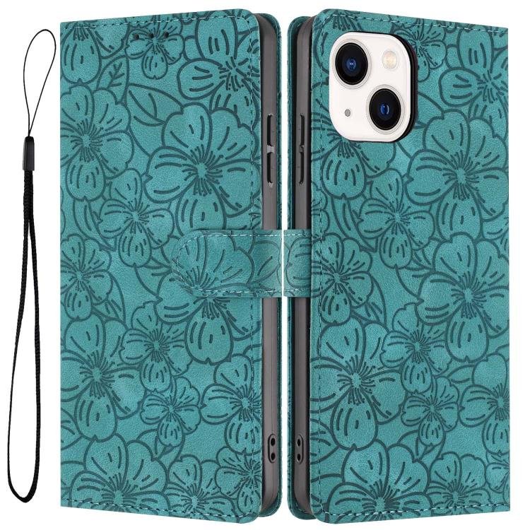 Cherry Blossoms Embossed Leather Phone Case, For iPhone 13 Cherry Blossoms Embossed Leather Phone Case, For iPhone 13