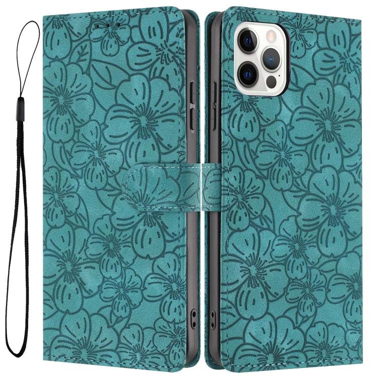 Cherry Blossoms Embossed Leather Phone Case, For iPhone 12 Pro Max Cherry Blossoms Embossed Leather Phone Case, For iPhone 12 Pro Max
