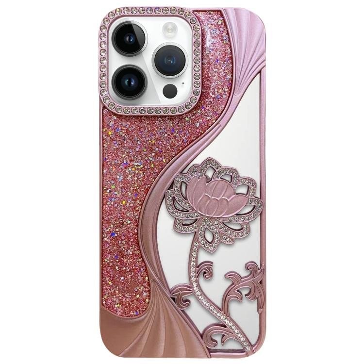 Electroplated TPU Lotus Hollow-carved Rhinestone Glitter Phone Case, For iPhone 14 Pro… Electroplated TPU Lotus Hollow-carved Rhinestone Glitter Phone Case, For iPhone 14 Pro…