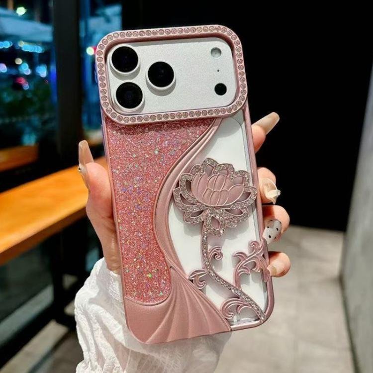 Electroplated TPU Lotus Hollow-carved Rhinestone Glitter Phone Case, For iPhone 18 Pro… Electroplated TPU Lotus Hollow-carved Rhinestone Glitter Phone Case, For iPhone 18 Pro…