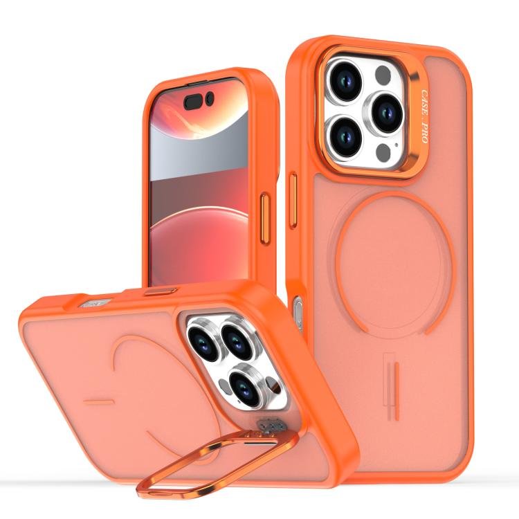 Bright Color Frosted Skin-feel Camera Bracket Magsafe Phone Case, For iPhone 16 Pro…
