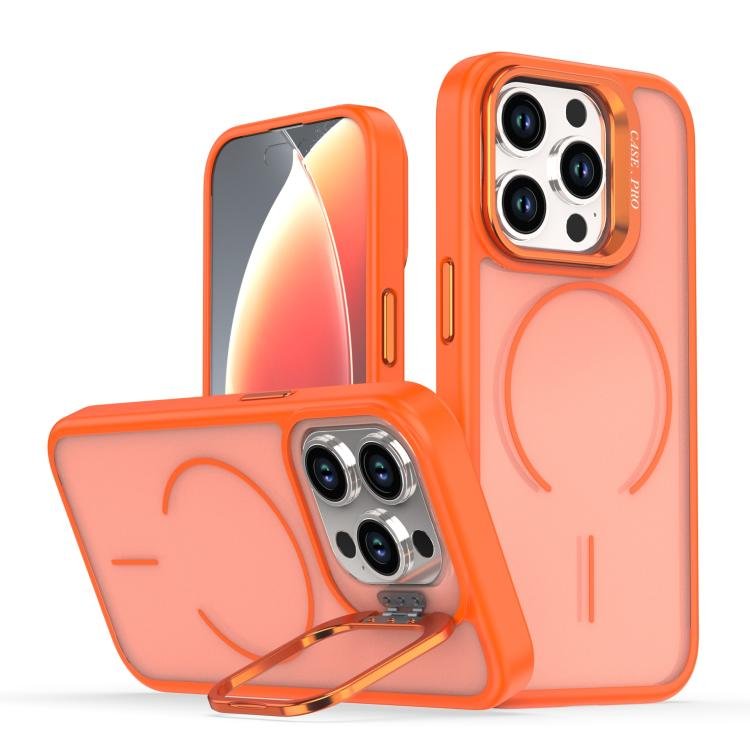 Bright Color Frosted Skin-feel Camera Bracket Magsafe Phone Case, For iPhone 14 Pro Max…
