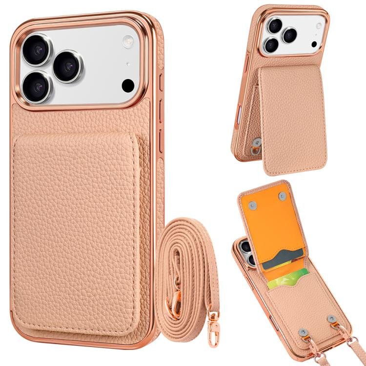 VIETAO Litchi Texture Wallet PU Phone Case with Lanyard, For iPhone 18 Pro, For iPhone 18 Pro Max