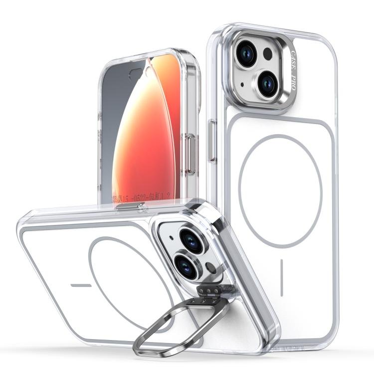 Bright Color Blocking Camera Bracket Magnetic Phone Case, For iPhone 15, For iPhone 14 Plus