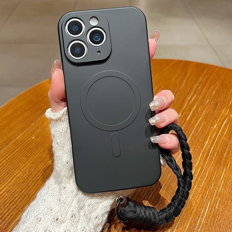 Solid Color Liquid Silicone Magnetic Phone Case with Lanyard, For iPhone 11 Pro Solid Color Liquid Silicone Magnetic Phone Case with Lanyard, For iPhone 11 Pro