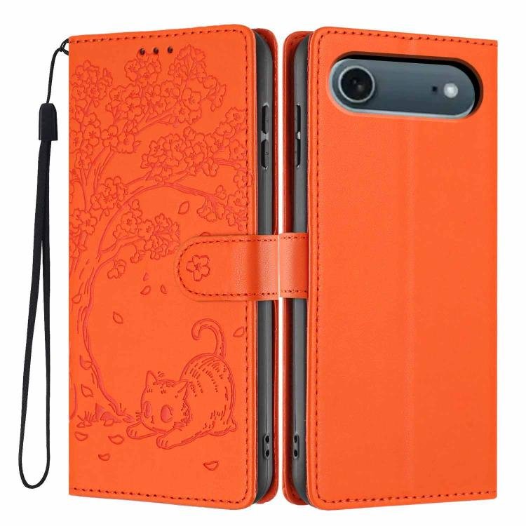 Tree Cat Embossed Flip Vegan Leather Phone Case, For iPhone Air