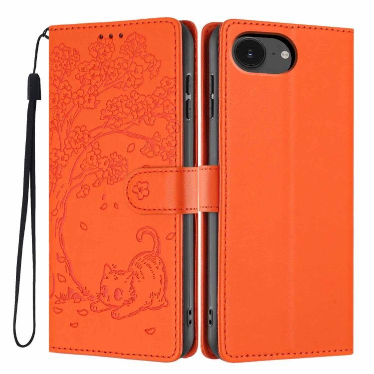 Tree Cat Embossed Flip Vegan Leather Phone Case, For iPhone 17e / 16e Tree Cat Embossed Flip Vegan Leather Phone Case, For iPhone 17e / 16e