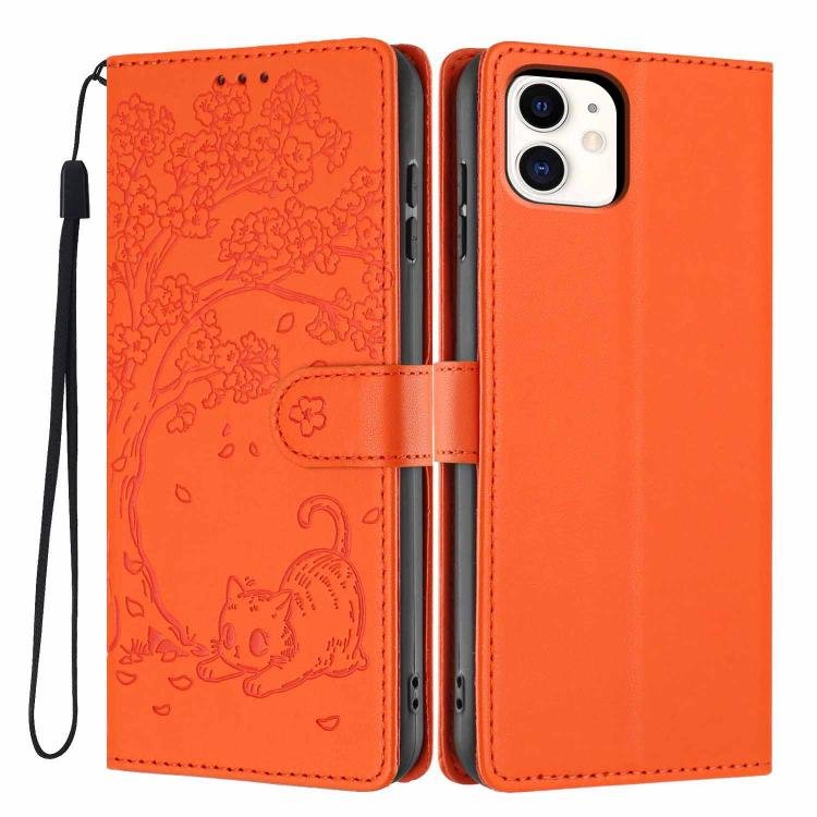 Tree Cat Embossed Flip Vegan Leather Phone Case, For iPhone 11 Tree Cat Embossed Flip Vegan Leather Phone Case, For iPhone 11
