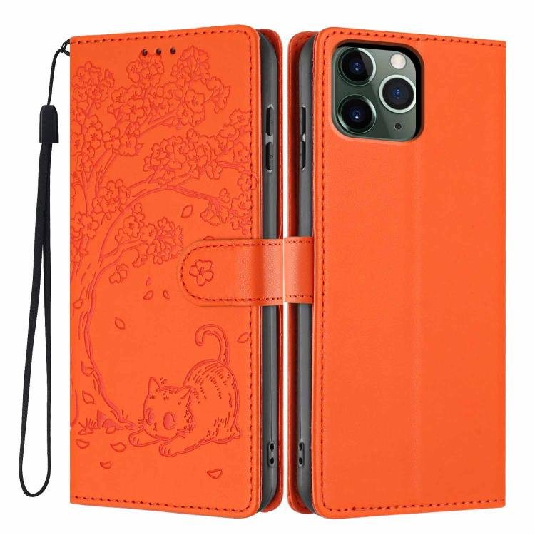 Tree Cat Embossed Flip Vegan Leather Phone Case, For iPhone 11 Pro Tree Cat Embossed Flip Vegan Leather Phone Case, For iPhone 11 Pro