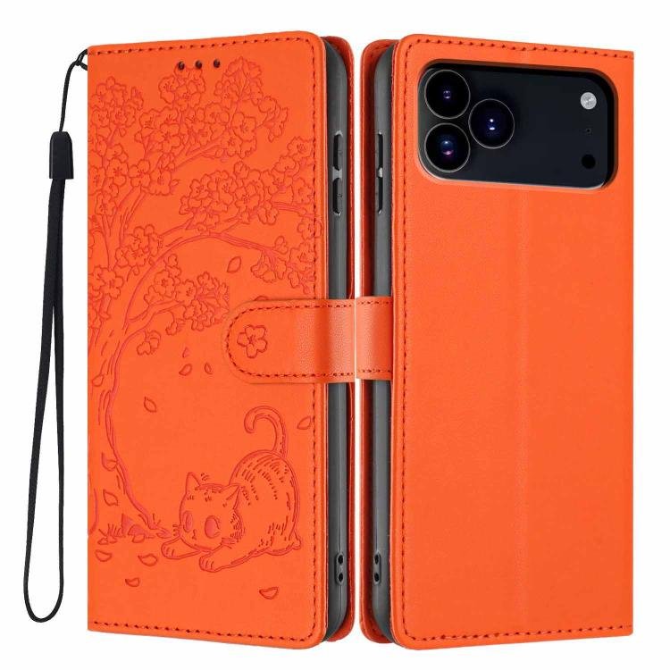 Tree Cat Embossed Flip Vegan Leather Phone Case, For iPhone 18 Pro Max Tree Cat Embossed Flip Vegan Leather Phone Case, For iPhone 18 Pro Max