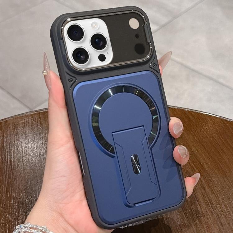 Shockproof Lens Cover Magnetic Phone Case with Hidden Holder, For iPhone 16 Pro, For iPhone 16 Plus