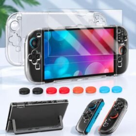 XDcase Separable PC Crystal Case & Tempered Glass Film & Joystick Caps Set, For Nintendo Switch 2...