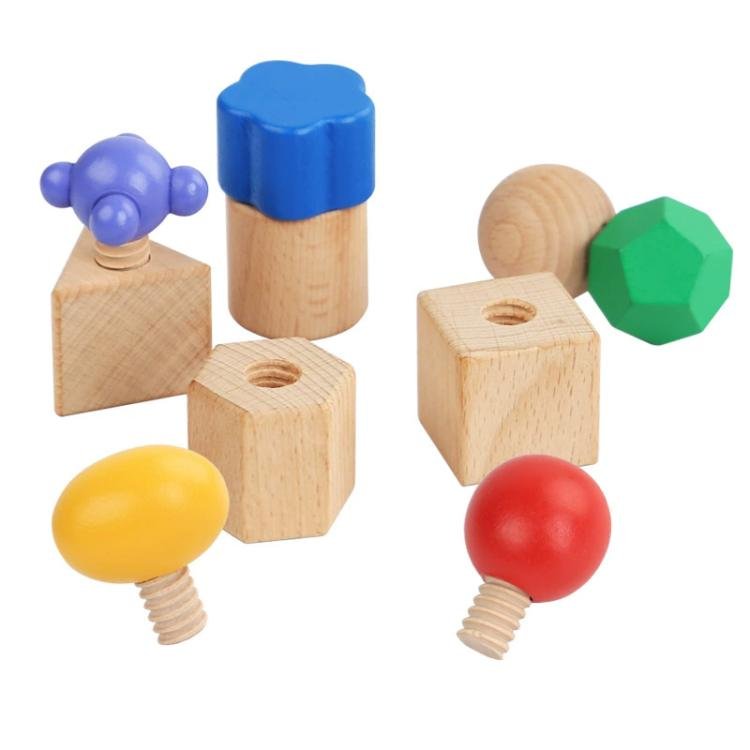 Kid Wooden Screw Matching Game Montessori Nut Bolt Disassembly Toy, Shape… Kid Wooden Screw Matching Game Montessori Nut Bolt Disassembly Toy, Shape…
