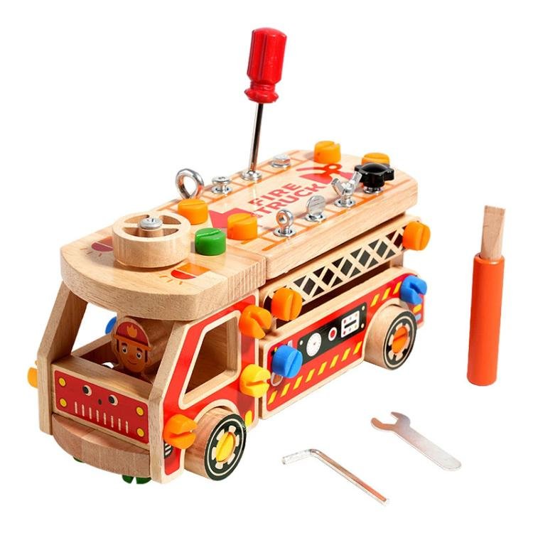 Kids Early Education Multifunctional Solid Wood Disassembly Fire Truck Kids Early Education Multifunctional Solid Wood Disassembly Fire Truck