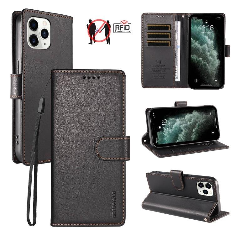 BETOPNICE Pearlescent RFID Vegan Leather Phone Case with Strap, For iPhone 11 Pro Max, For iPhone 11