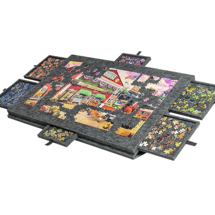 Portable Felt Puzzle Board Table with 6 Sorting Drawers for Kids, 77×53.6×3.5cm Portable Felt Puzzle Board Table with 6 Sorting Drawers for Kids, 77×53.6×3.5cm