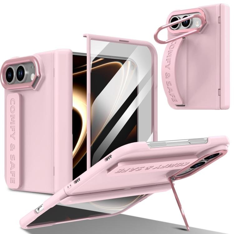 Film Integrated Lens Frame Bracket Phone Case with Wristband, For iPhone Duo Film Integrated Lens Frame Bracket Phone Case with Wristband, For iPhone Duo