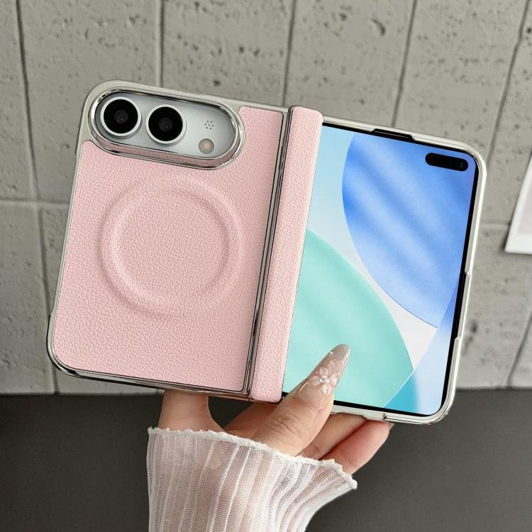 Rebound Hinge Electroplated Faux-Leather Magnetic Phone Case, For iPhone Duo Rebound Hinge Electroplated Faux-Leather Magnetic Phone Case, For iPhone Duo