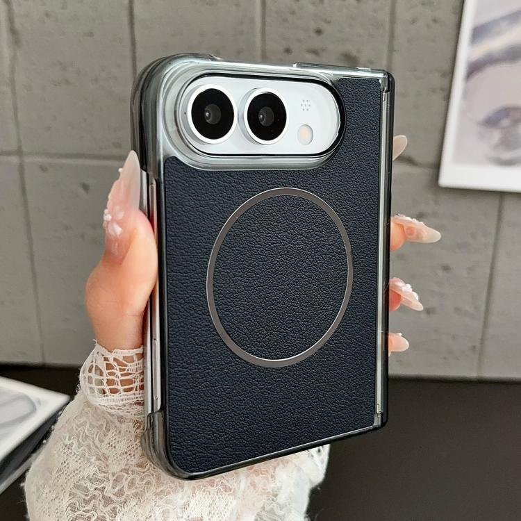 Folding Shaft Magsafe Plain Leather Phone Case, For iPhone Duo Folding Shaft Magsafe Plain Leather Phone Case, For iPhone Duo