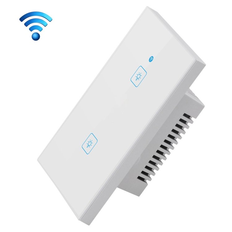 WS-US-02 EWeLink APP & Touch Control 2A 2 Gangs Tempered Glass Panel Smart Wall Switch, AC 90V-250V, US Plug WS-US-02 EWeLink APP & Touch Control 2A 2 Gangs Tempered Glass Panel Smart Wall Switch, AC 90V-250V, US Plug