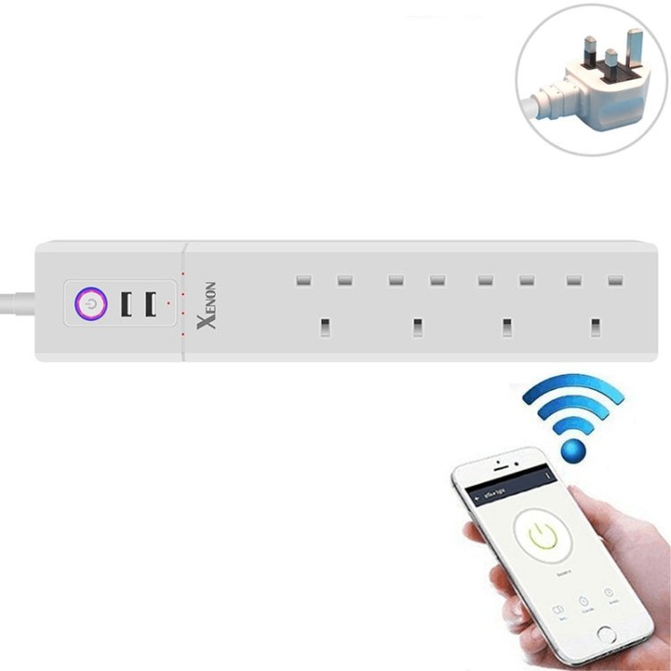 2 x USB Ports + 4 x UK Plug Jack WiFi Remote Control Smart Power Socket Works… 2 x USB Ports + 4 x UK Plug Jack WiFi Remote Control Smart Power Socket Works…