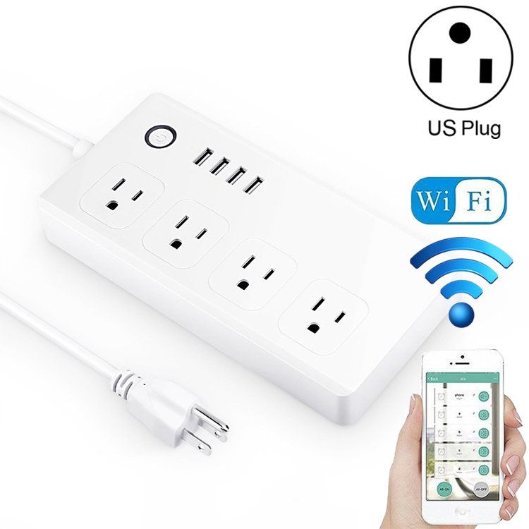 4 x USB Ports + 4 x US Plug Jack WiFi Remote Control Smart Power Socket Works… 4 x USB Ports + 4 x US Plug Jack WiFi Remote Control Smart Power Socket Works…